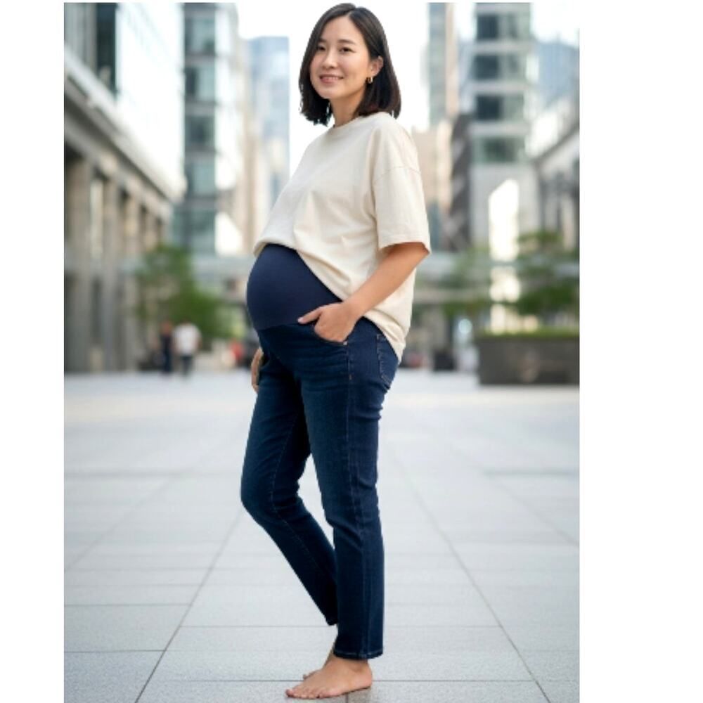 Ripe Denim Womens New w/Tags Maternity Indigo Rebel Ankle Grazer Jeans - Size: L